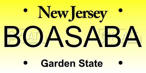 BOASABA New Jersey License Plate