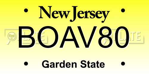 BOAV80 New Jersey License Plate