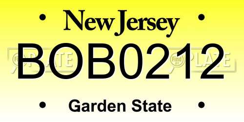 BOB0212 New Jersey License Plate