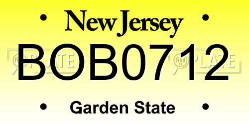 BOB0712 New Jersey License Plate