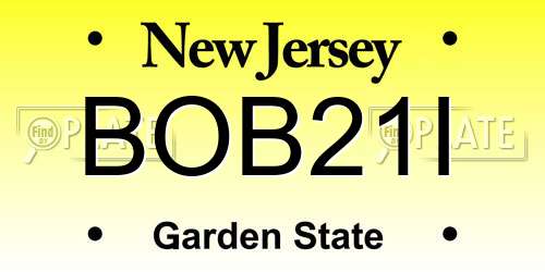 BOB21I New Jersey License Plate