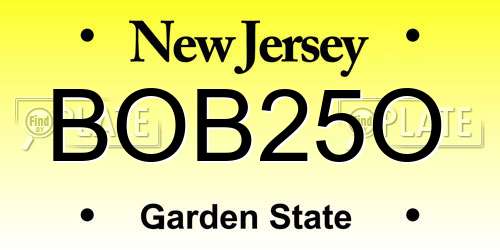 BOB25O New Jersey License Plate