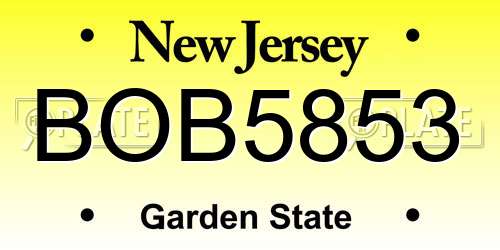 BOB5853 New Jersey License Plate