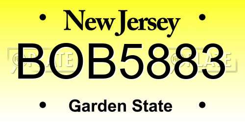 BOB5883 New Jersey License Plate