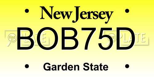 BOB75D New Jersey License Plate