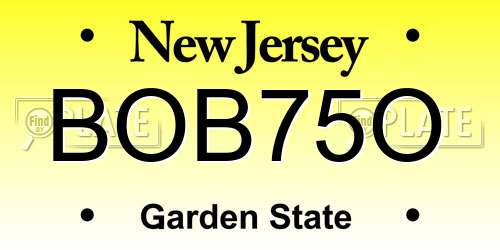 BOB75O New Jersey License Plate