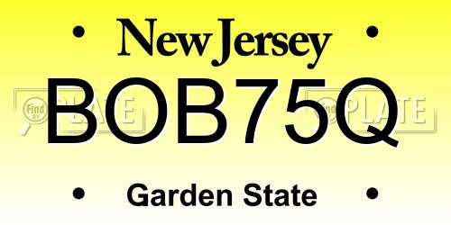 BOB75Q New Jersey License Plate