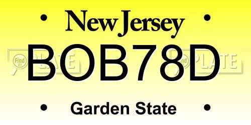 BOB78D New Jersey License Plate