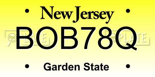 BOB78Q New Jersey License Plate