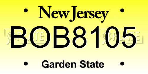 BOB8105 New Jersey License Plate