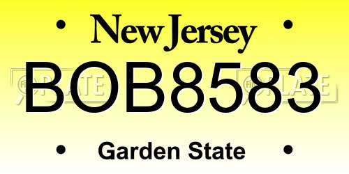 BOB8583 New Jersey License Plate