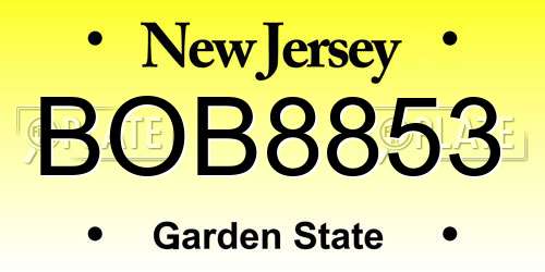 BOB8853 New Jersey License Plate
