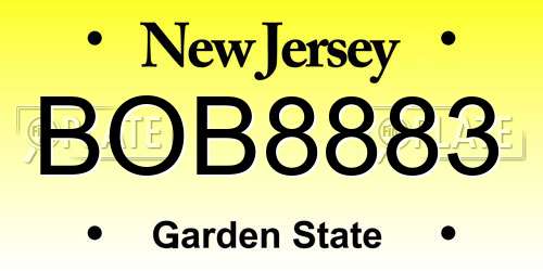 BOB8883 New Jersey License Plate