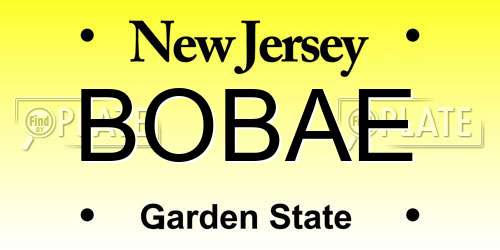 BOBAE New Jersey License Plate
