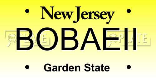 BOBAEII New Jersey License Plate