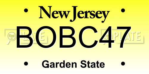 BOBC47 New Jersey License Plate