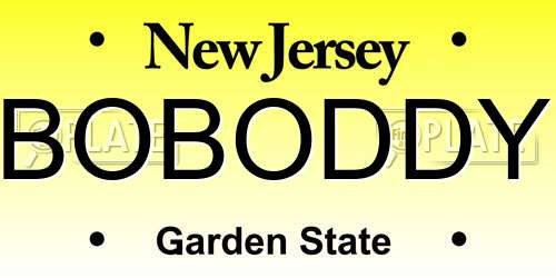 BOBODDY New Jersey License Plate