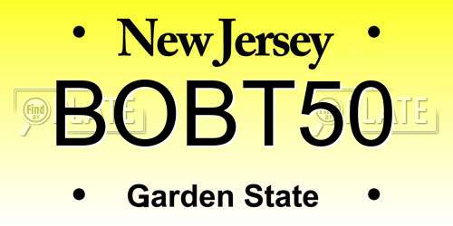 BOBT50 New Jersey License Plate