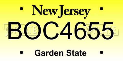 BOC4655 New Jersey License Plate