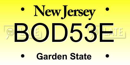 BOD53E New Jersey License Plate