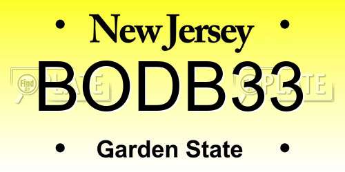 BODB33 New Jersey License Plate