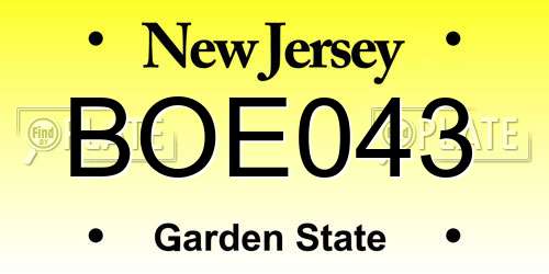 BOE043 New Jersey License Plate