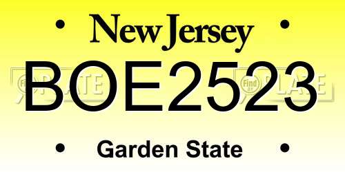 BOE2523 New Jersey License Plate