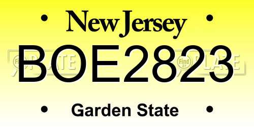 BOE2823 New Jersey License Plate
