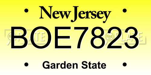 BOE7823 New Jersey License Plate