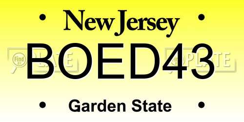 BOED43 New Jersey License Plate