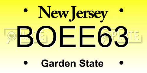 BOEE63 New Jersey License Plate