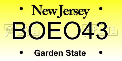 BOEO43 New Jersey License Plate