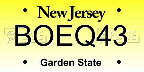 BOEQ43 New Jersey License Plate