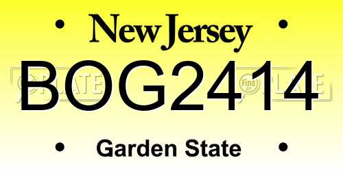 BOG2414 New Jersey License Plate