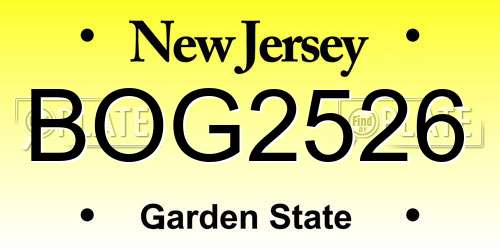 BOG2526 New Jersey License Plate