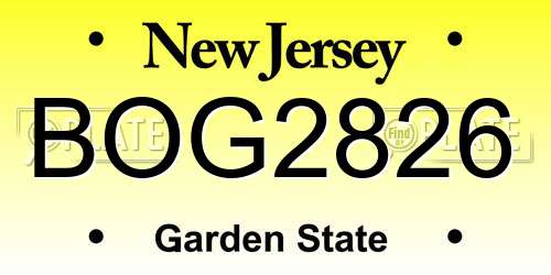 BOG2826 New Jersey License Plate