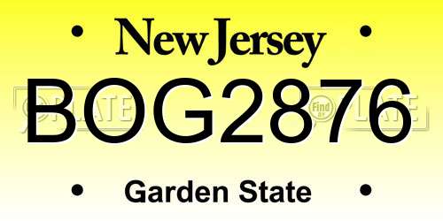BOG2876 New Jersey License Plate