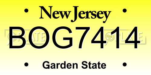 BOG7414 New Jersey License Plate