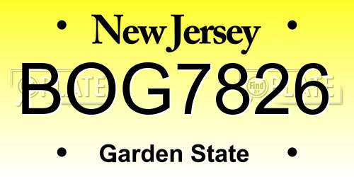 BOG7826 New Jersey License Plate