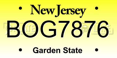 BOG7876 New Jersey License Plate