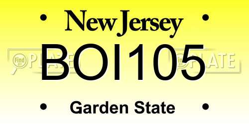 BOI105 New Jersey License Plate