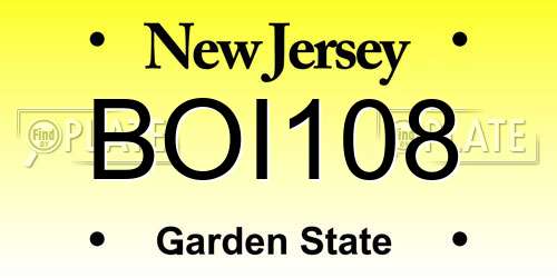 BOI108 New Jersey License Plate