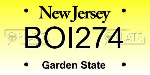 BOI274 New Jersey License Plate