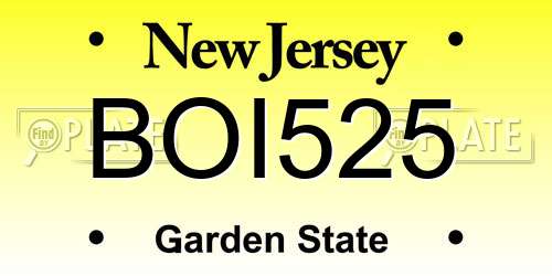 BOI525 New Jersey License Plate