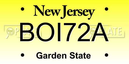 BOI72A New Jersey License Plate