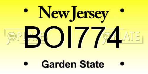 BOI774 New Jersey License Plate