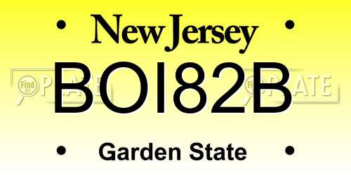 BOI82B New Jersey License Plate
