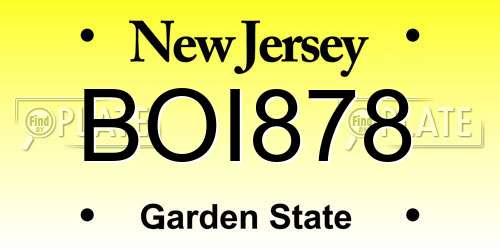 BOI878 New Jersey License Plate