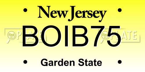 BOIB75 New Jersey License Plate