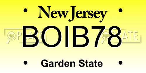 BOIB78 New Jersey License Plate